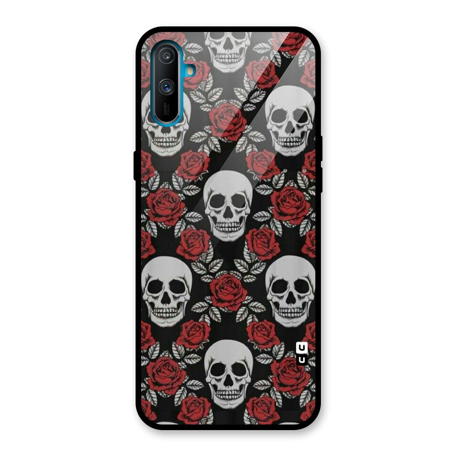 Grey Skulls Glass Back Case for Realme C3
