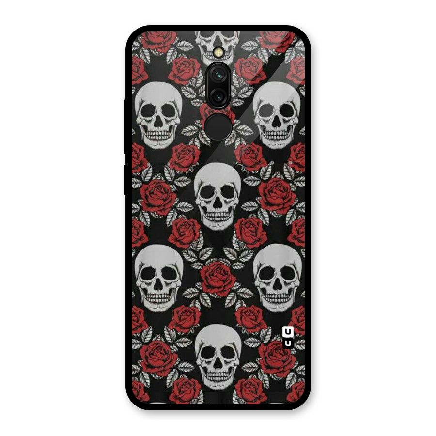 Grey Skulls Glass Back Case for Redmi 8