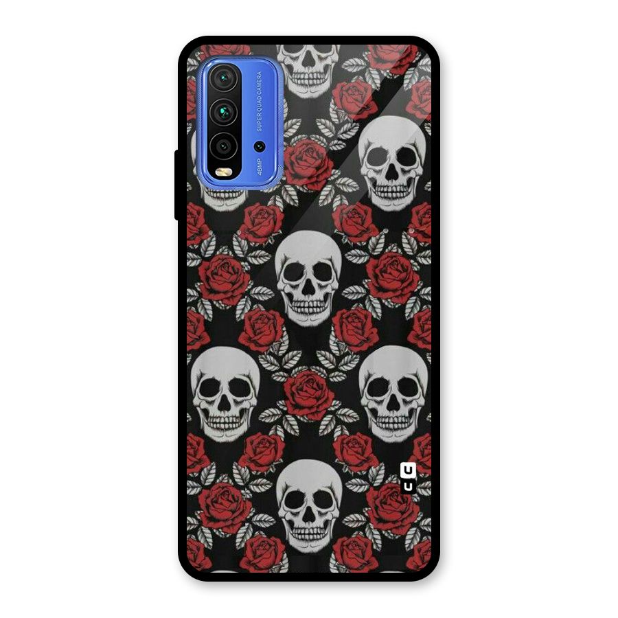 Grey Skulls Glass Back Case for Redmi 9 Power