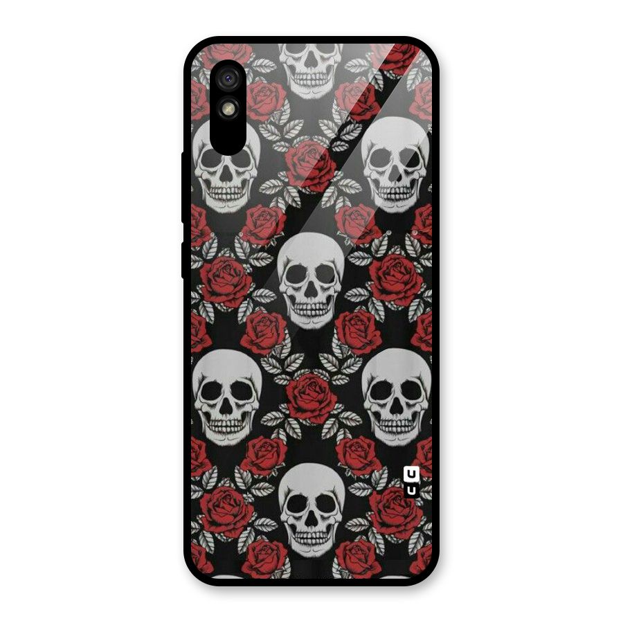 Grey Skulls Glass Back Case for Redmi 9i