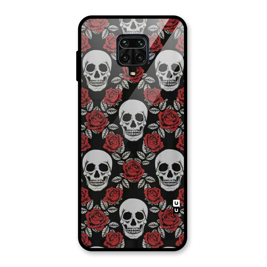 Grey Skulls Glass Back Case for Redmi Note 10 Lite