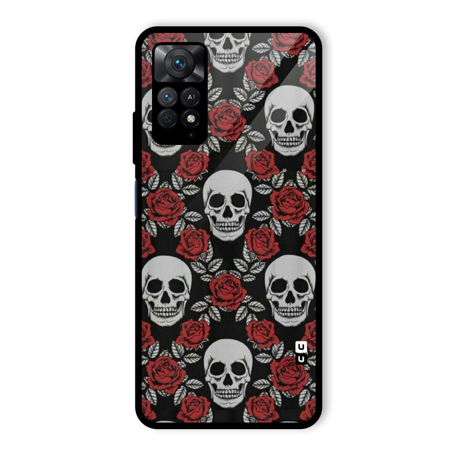 Grey Skulls Glass Back Case for Redmi Note 11 Pro