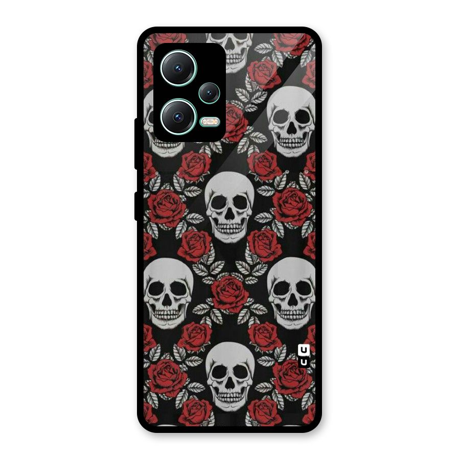 Grey Skulls Glass Back Case for Redmi Note 12 5G