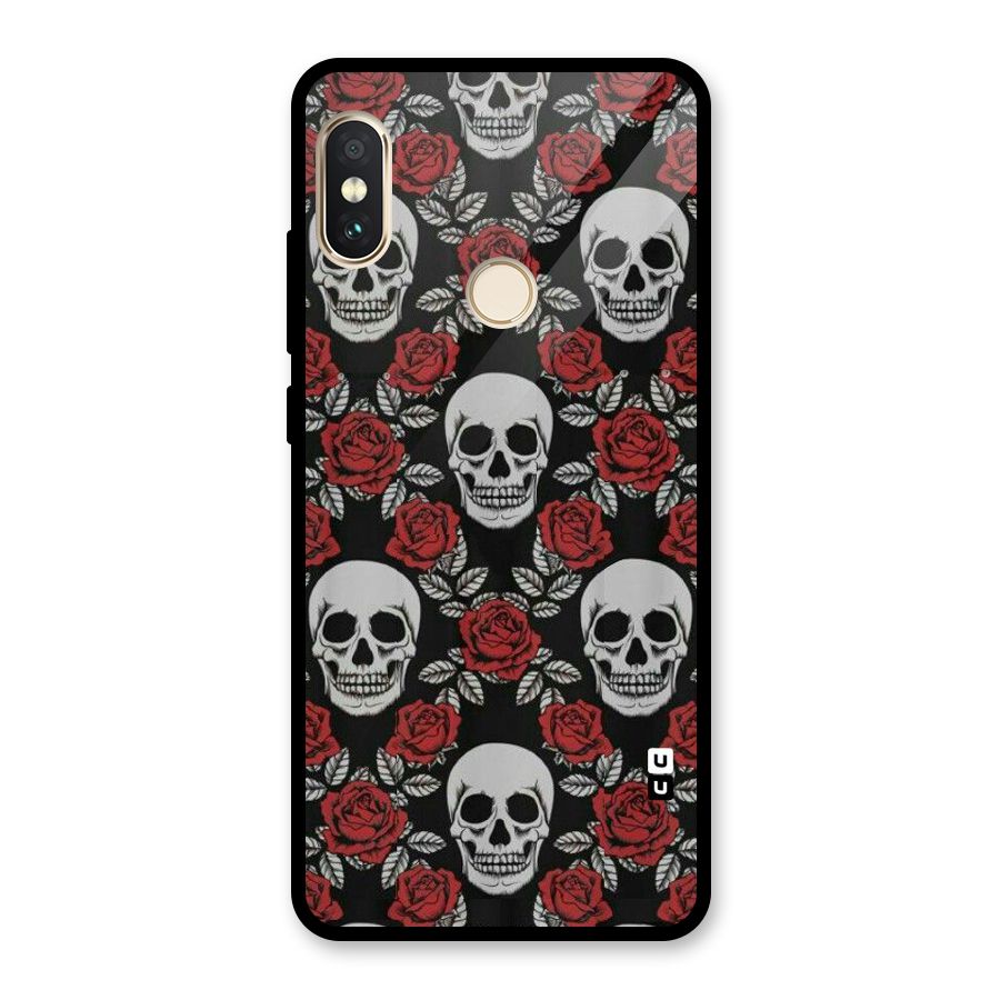 Grey Skulls Glass Back Case for Redmi Note 5 Pro