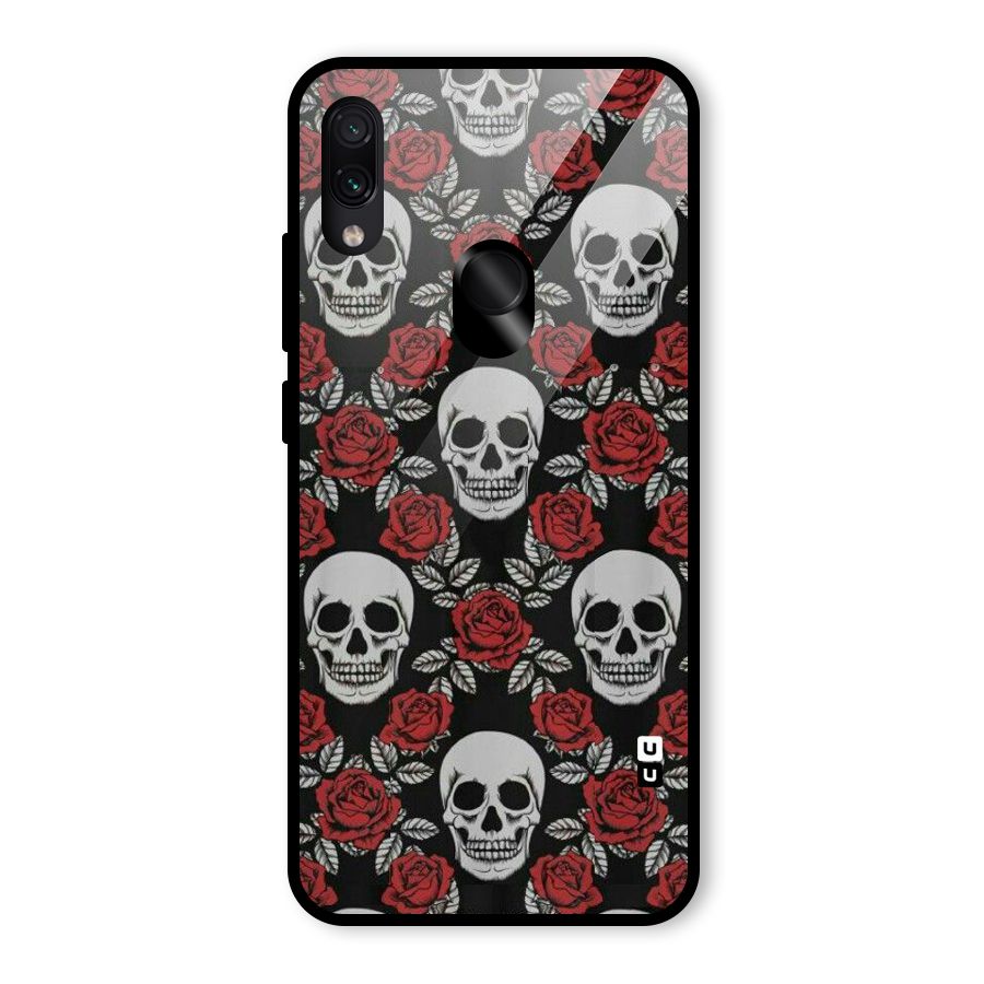 Grey Skulls Glass Back Case for Redmi Note 7 Pro