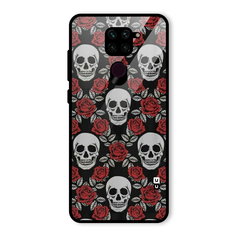 Grey Skulls Glass Back Case for Redmi Note 9