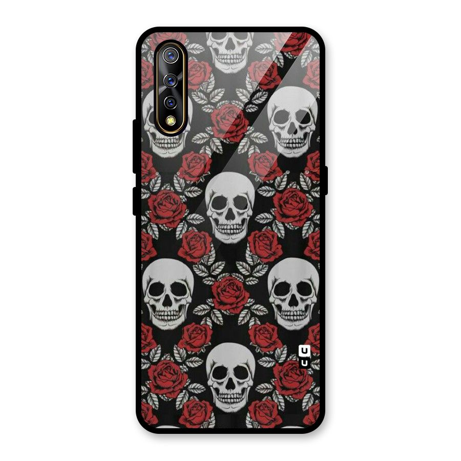 Grey Skulls Glass Back Case for Vivo S1
