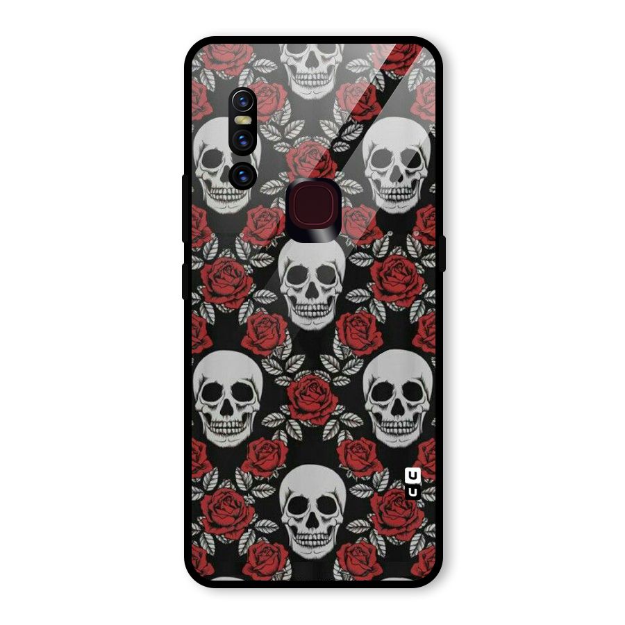 Grey Skulls Glass Back Case for Vivo V15