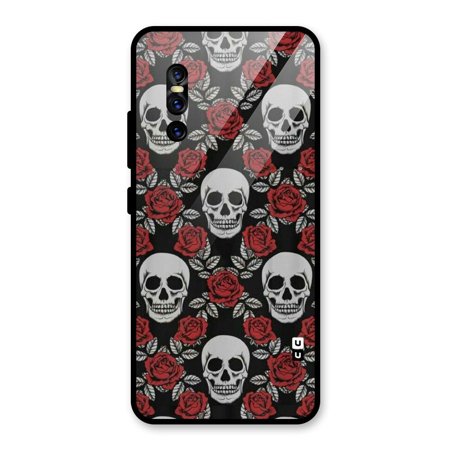 Grey Skulls Glass Back Case for Vivo V15 Pro