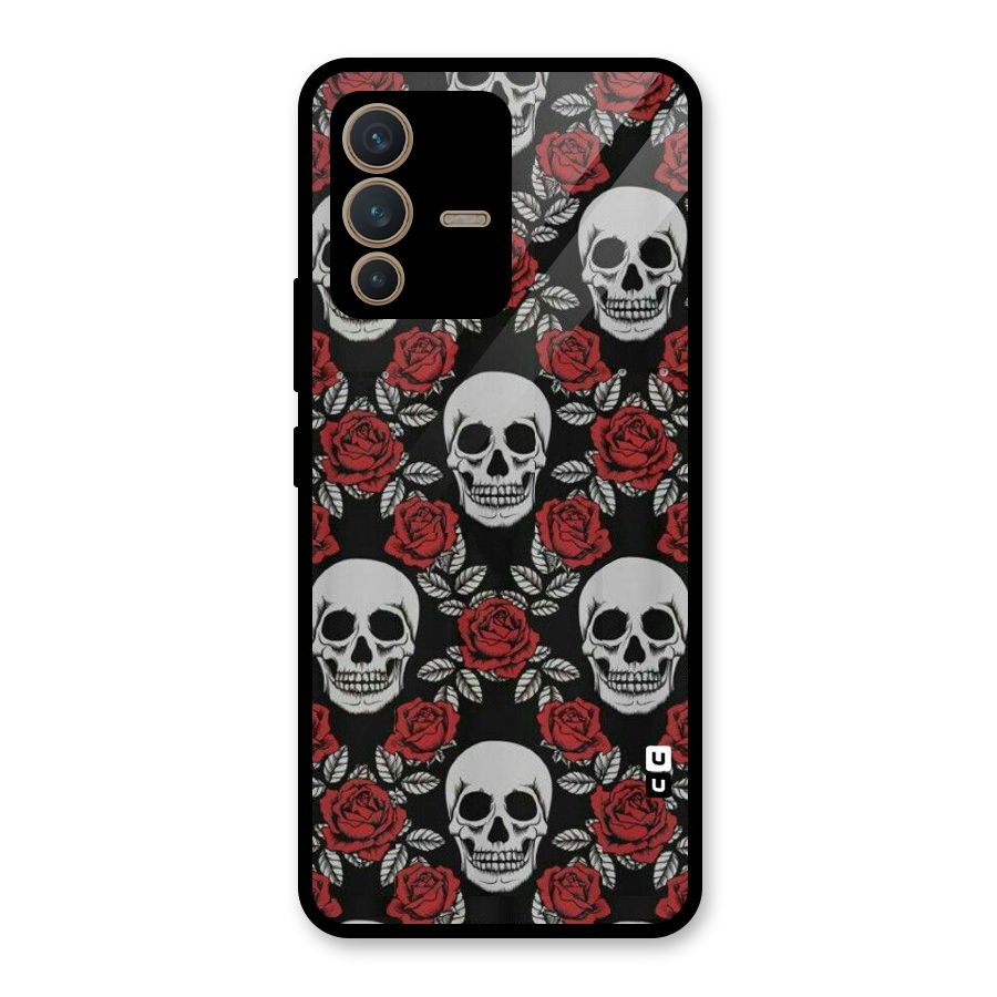 Grey Skulls Glass Back Case for Vivo V23 5G