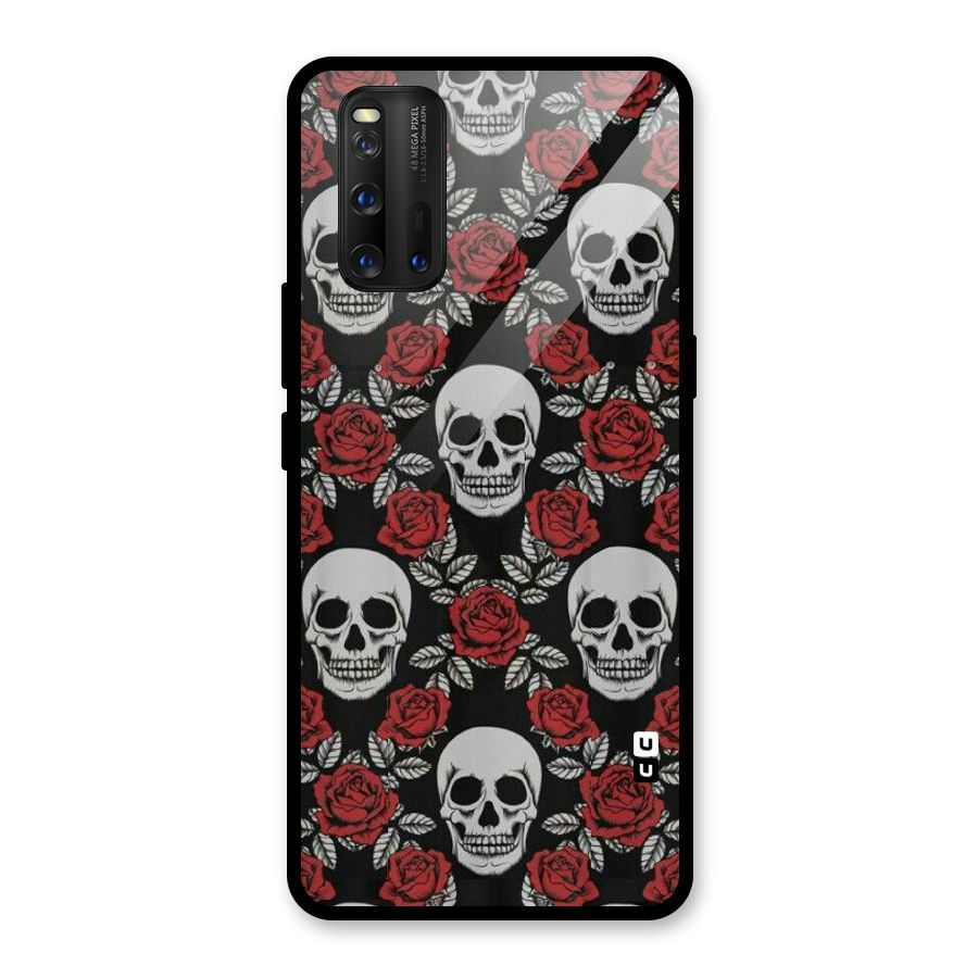 Grey Skulls Glass Back Case for Vivo iQOO 3