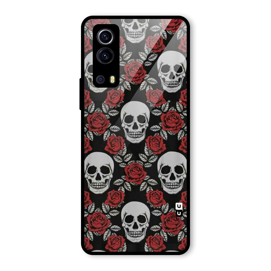 Grey Skulls Glass Back Case for Vivo iQOO Z3