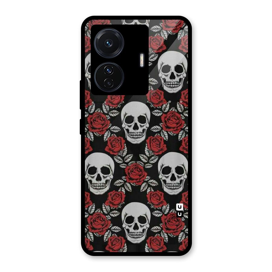 Grey Skulls Glass Back Case for Vivo iQOO Z6 Pro