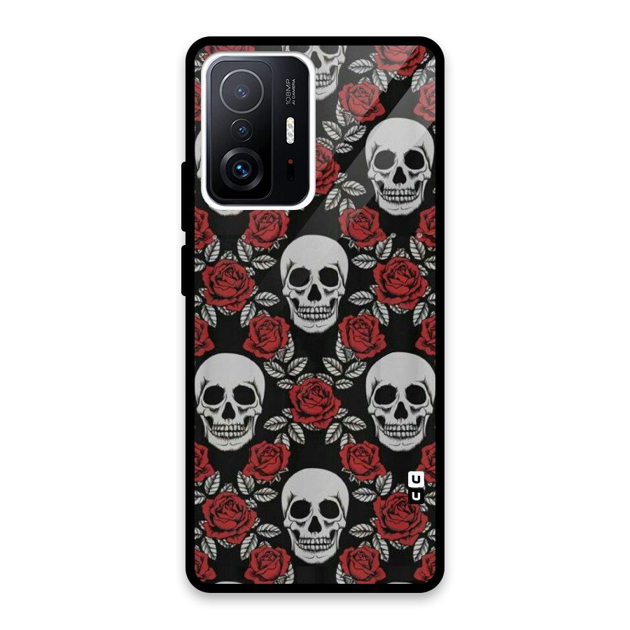 Grey Skulls Glass Back Case for Xiaomi 11T Pro