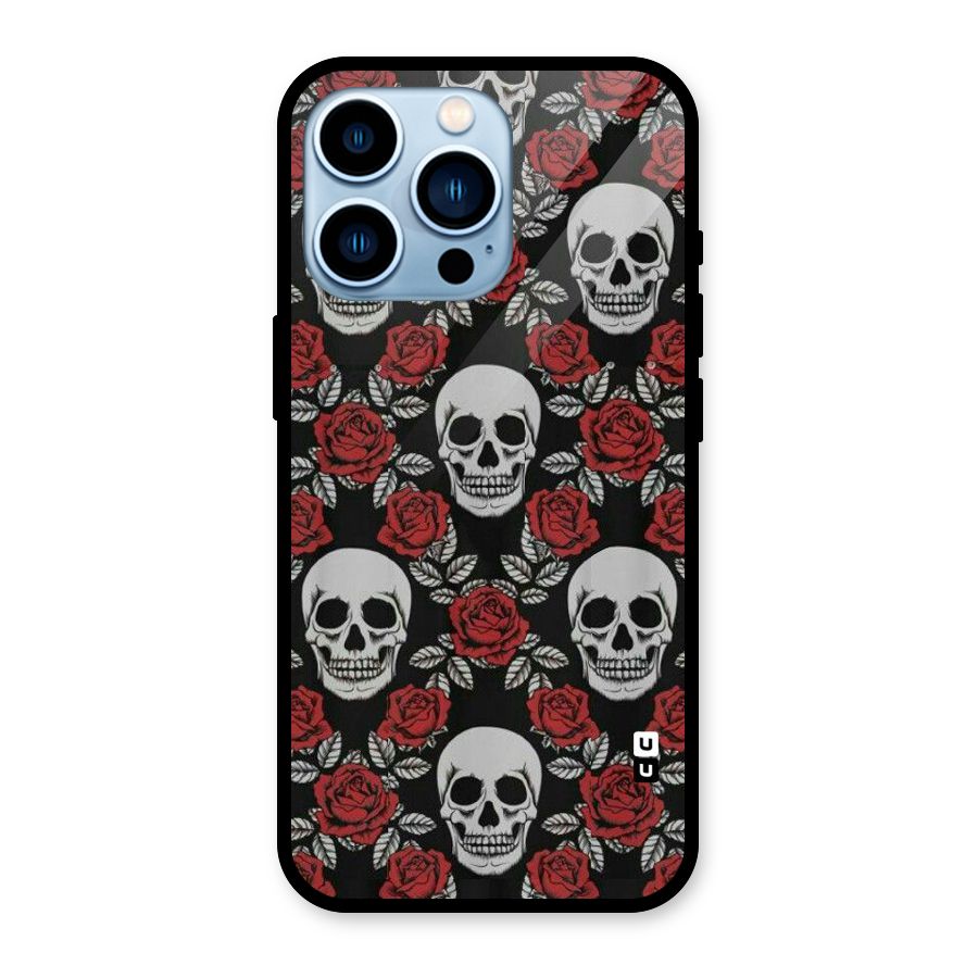 Grey Skulls Glass Back Case for iPhone 13 Pro
