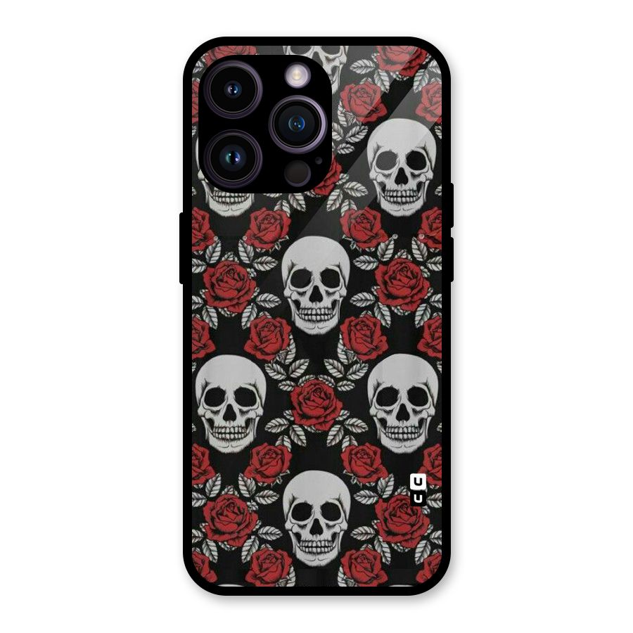 Grey Skulls Glass Back Case for iPhone 14 Pro Max