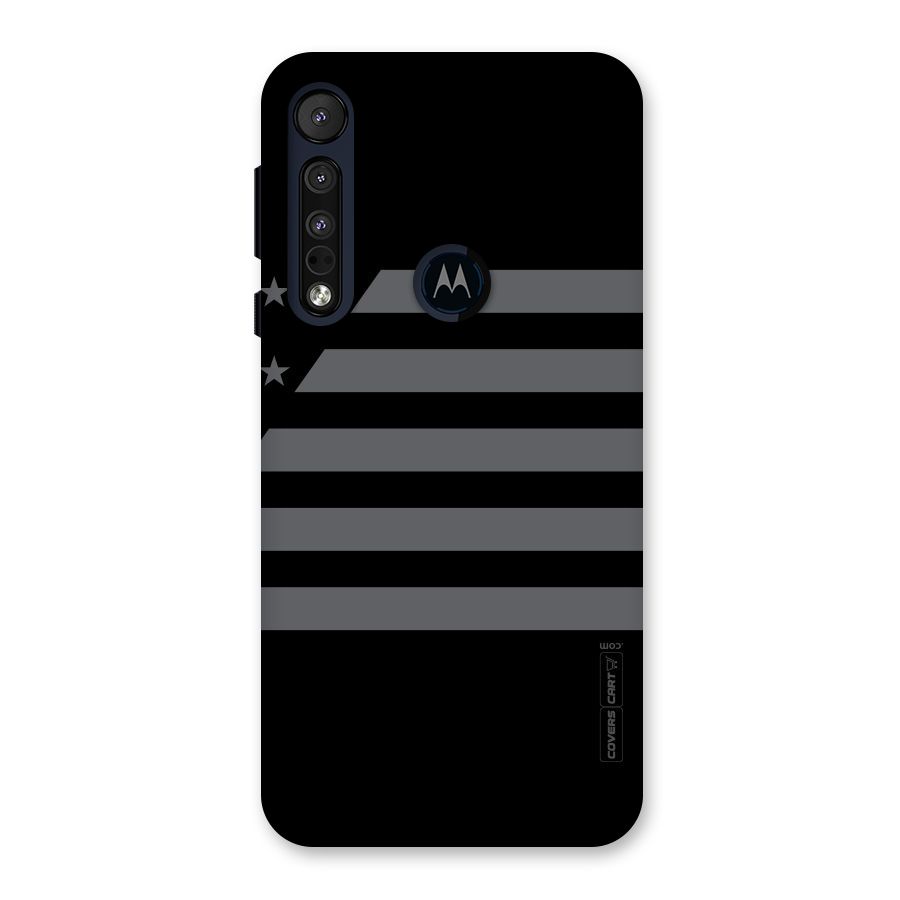 Grey Star Striped Pattern Back Case for Motorola One Macro