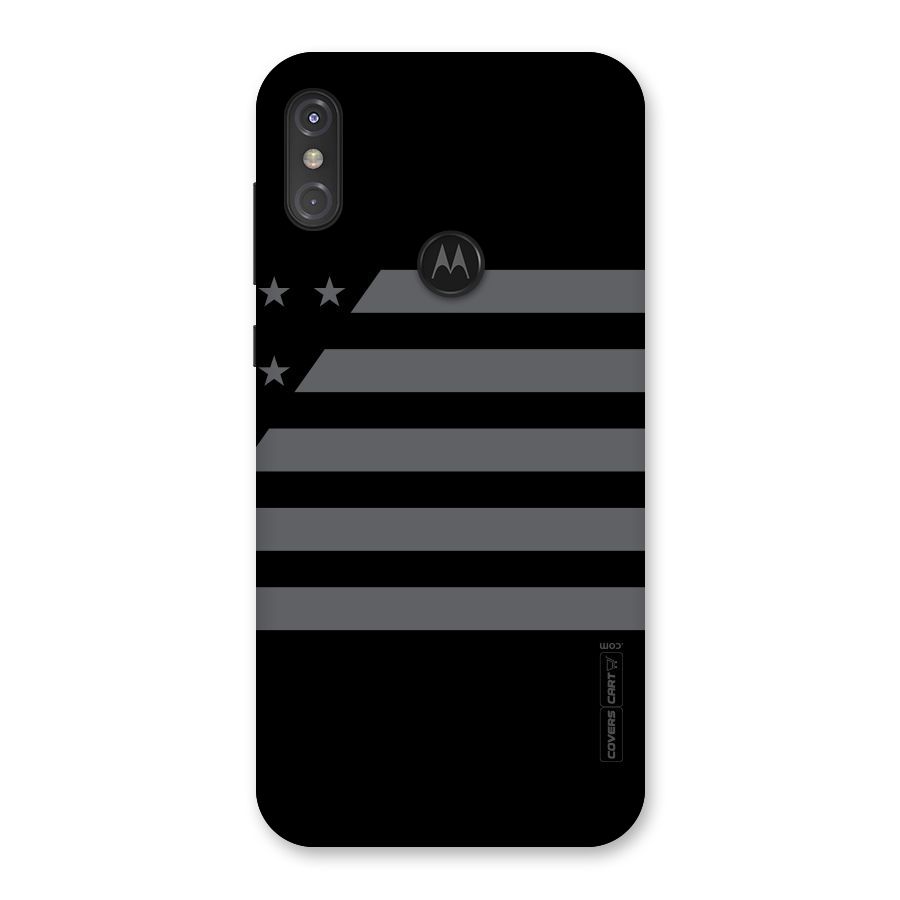 Grey Star Striped Pattern Back Case for Motorola One Power