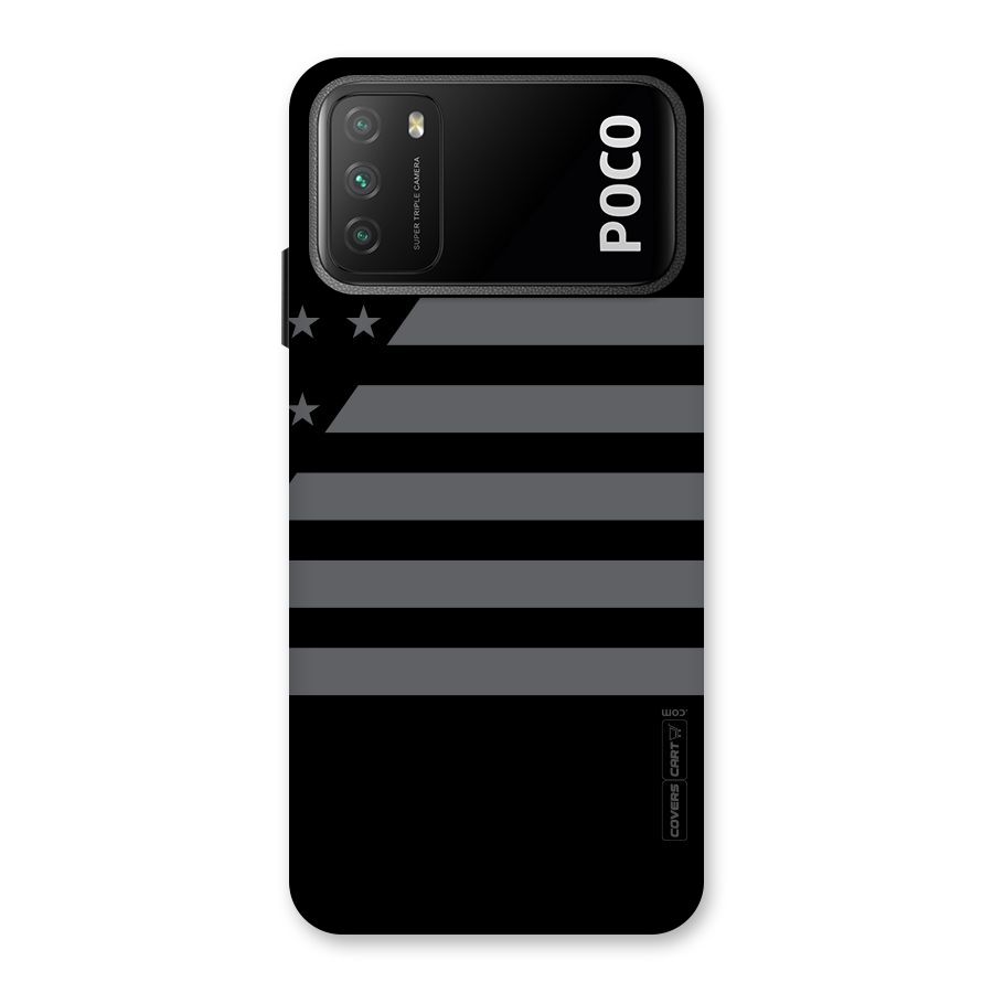 Grey Star Striped Pattern Back Case for Poco M3