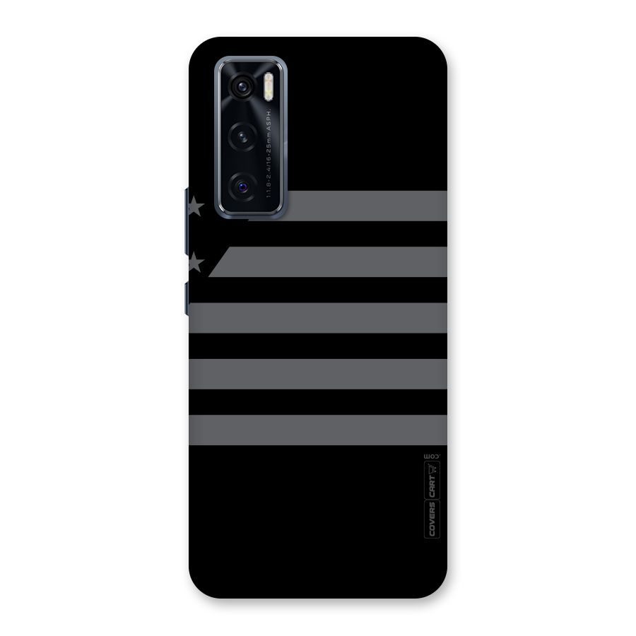 Grey Star Striped Pattern Back Case for Vivo V20 SE