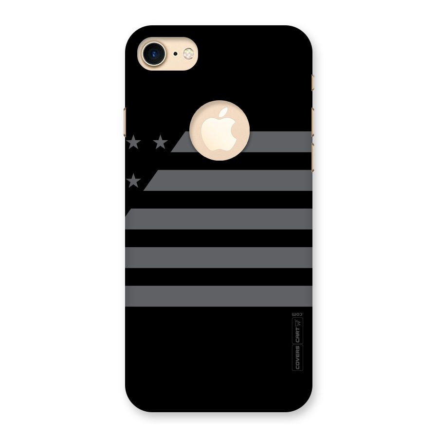 Grey Star Striped Pattern Back Case for iPhone 7 Logo Cut