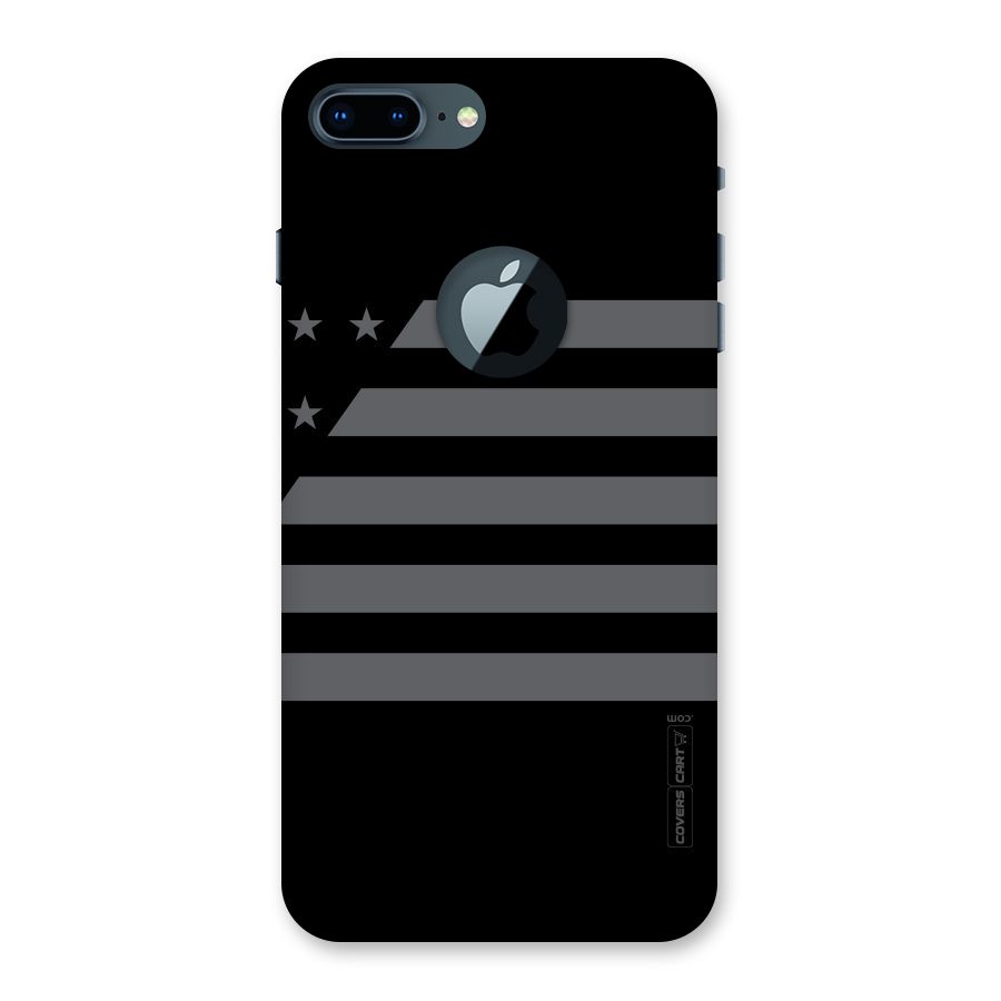 Grey Star Striped Pattern Back Case for iPhone 7 Plus Logo Cut