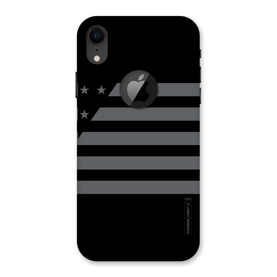 Grey Star Striped Pattern Back Case for iPhone XR Logo Cut