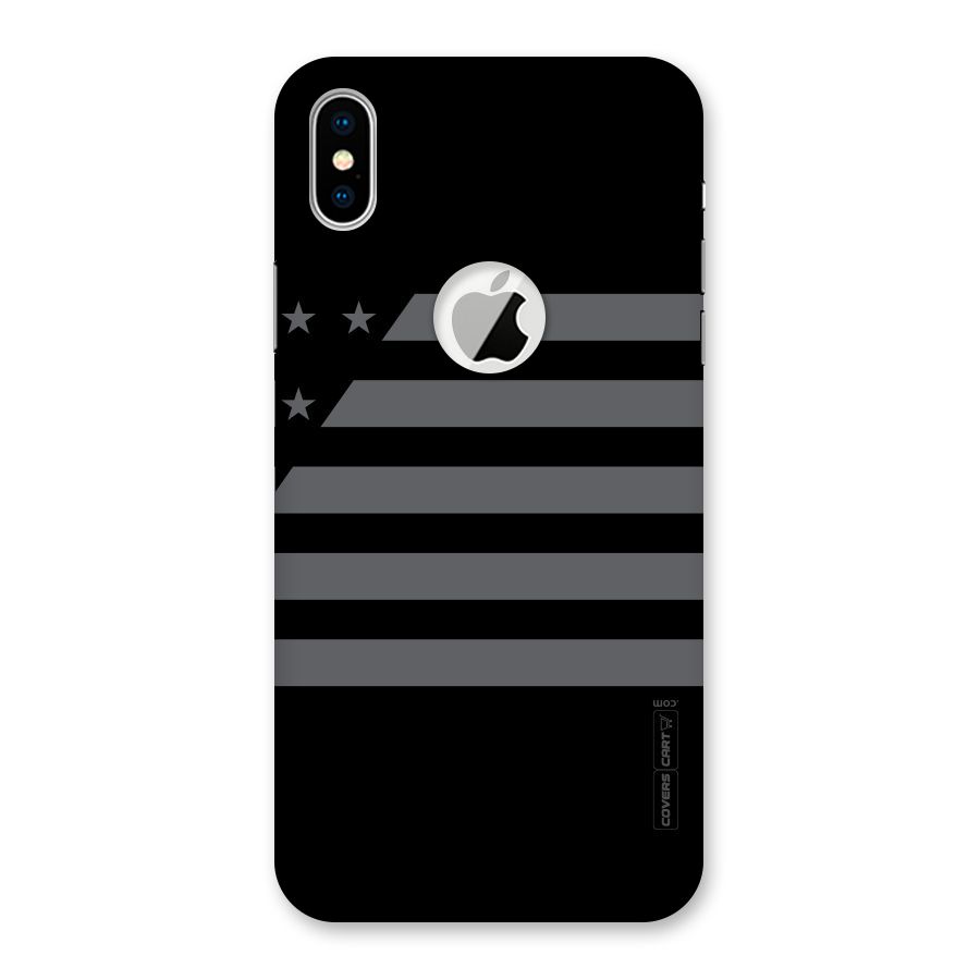 Grey Star Striped Pattern Back Case for iPhone XS Logo Cut