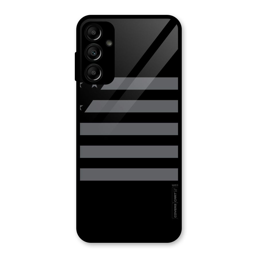 Grey Star Striped Pattern Glass Back Case for Galaxy A14 5G