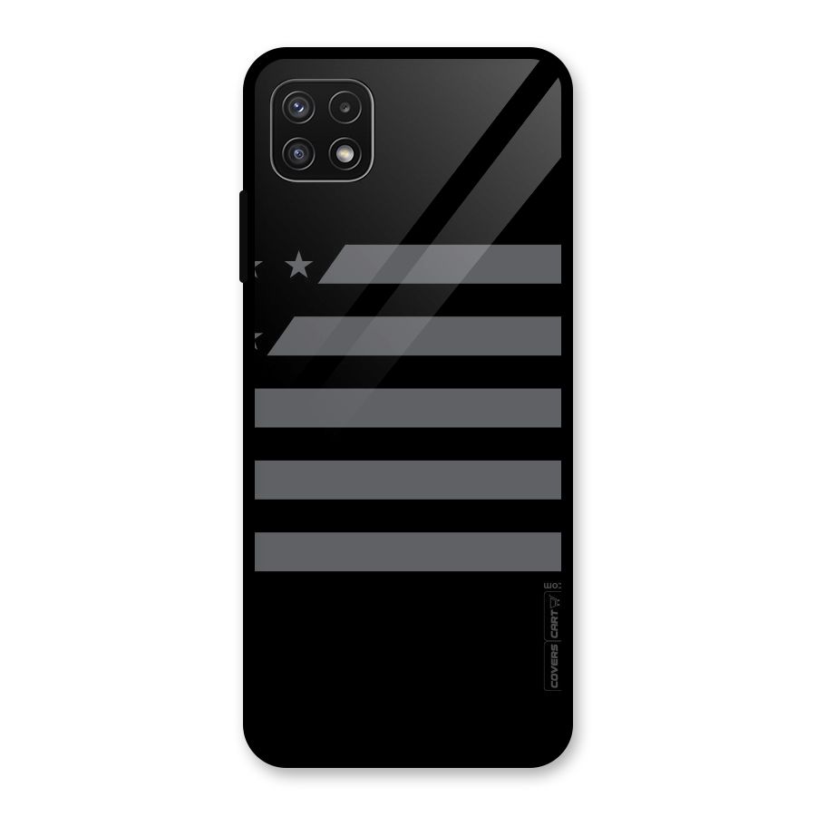 Grey Star Striped Pattern Glass Back Case for Galaxy A22 5G