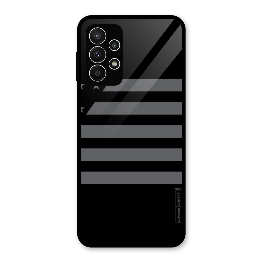 Grey Star Striped Pattern Glass Back Case for Galaxy A23