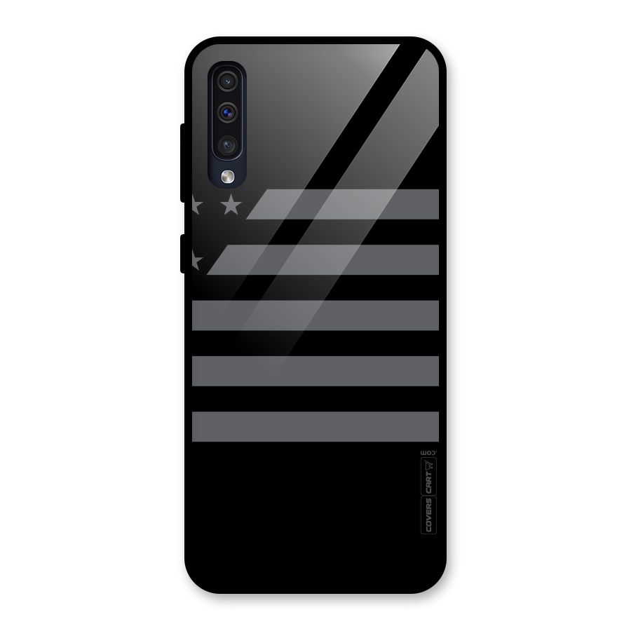 Grey Star Striped Pattern Glass Back Case for Galaxy A30s