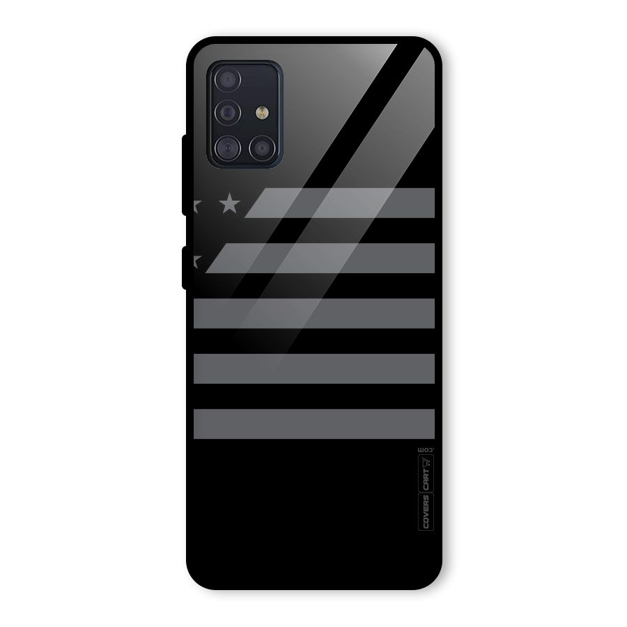 Grey Star Striped Pattern Glass Back Case for Galaxy A51