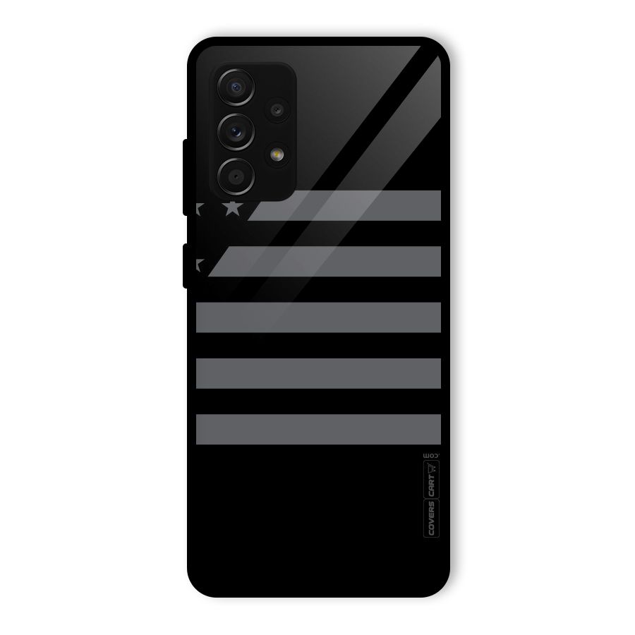 Grey Star Striped Pattern Glass Back Case for Galaxy A53 5G