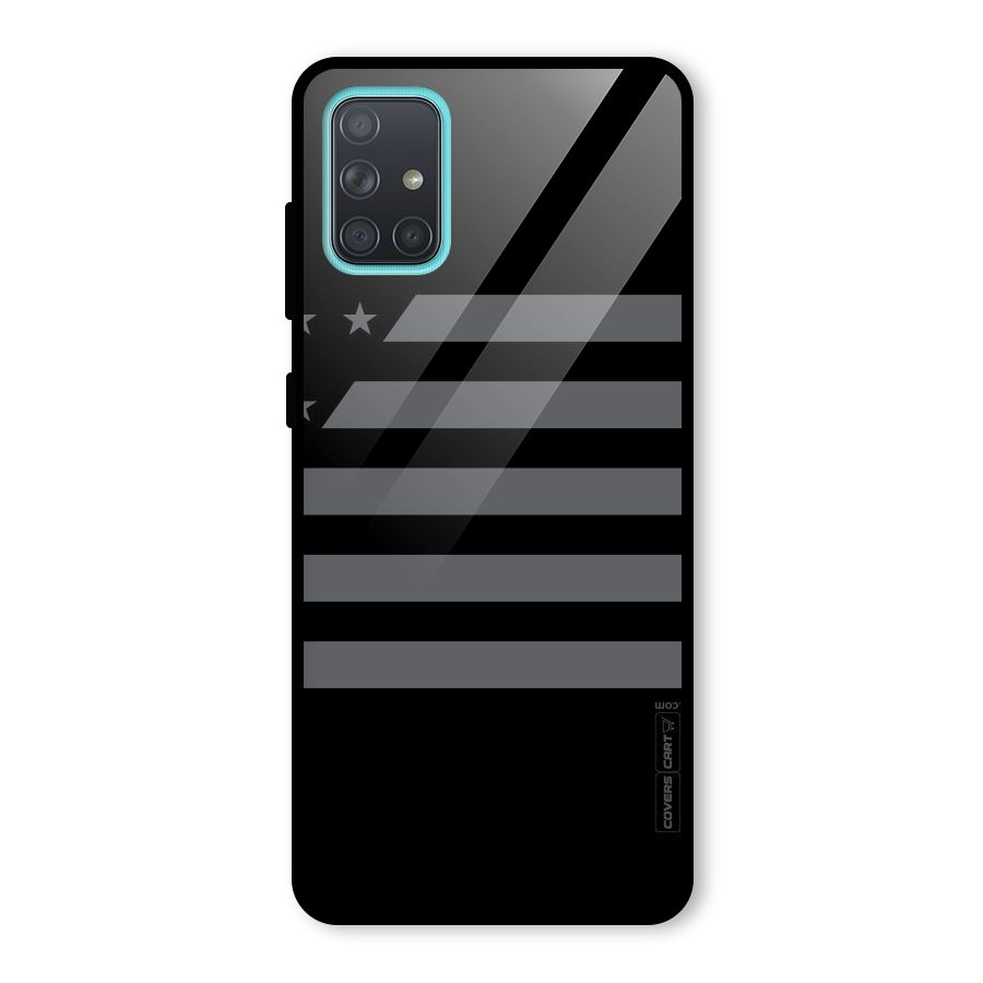 Grey Star Striped Pattern Glass Back Case for Galaxy A71