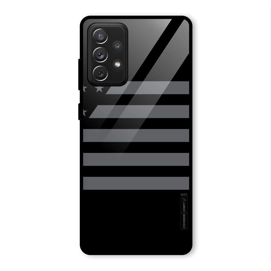 Grey Star Striped Pattern Glass Back Case for Galaxy A72