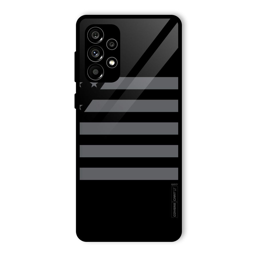 Grey Star Striped Pattern Glass Back Case for Galaxy A73 5G