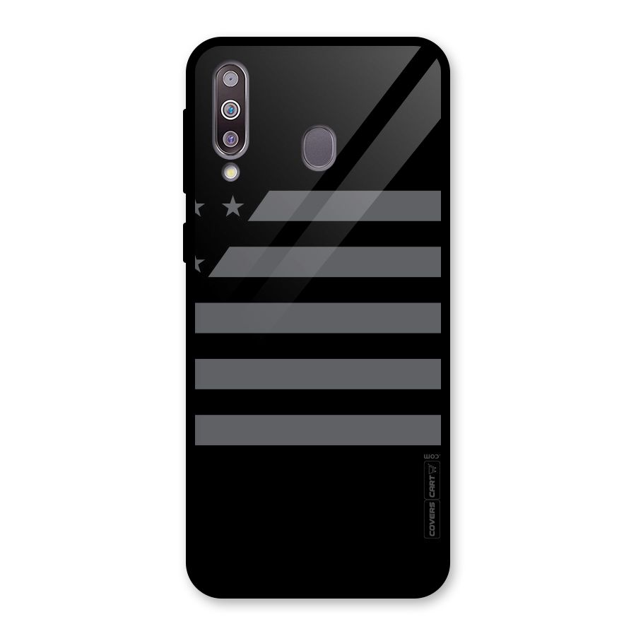 Grey Star Striped Pattern Glass Back Case for Galaxy M30