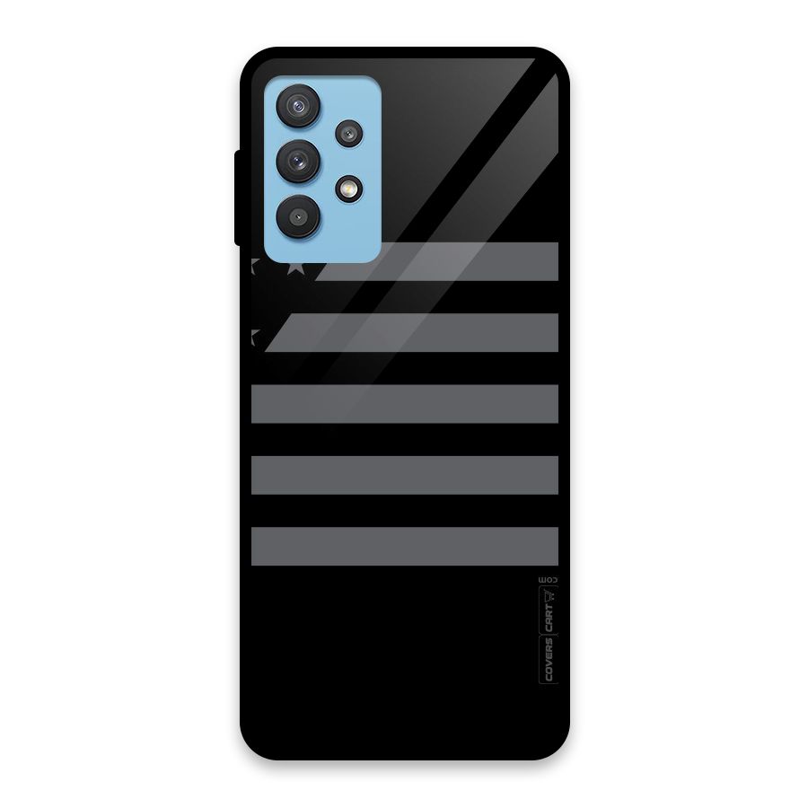 Grey Star Striped Pattern Glass Back Case for Galaxy M32 5G