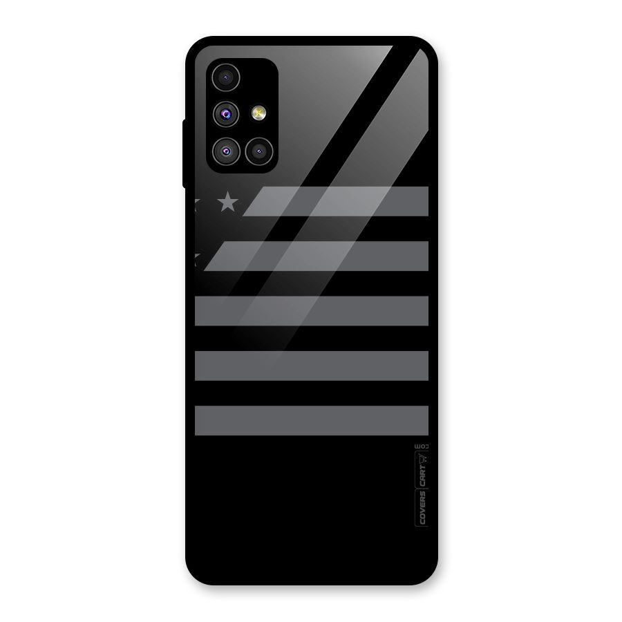 Grey Star Striped Pattern Glass Back Case for Galaxy M51