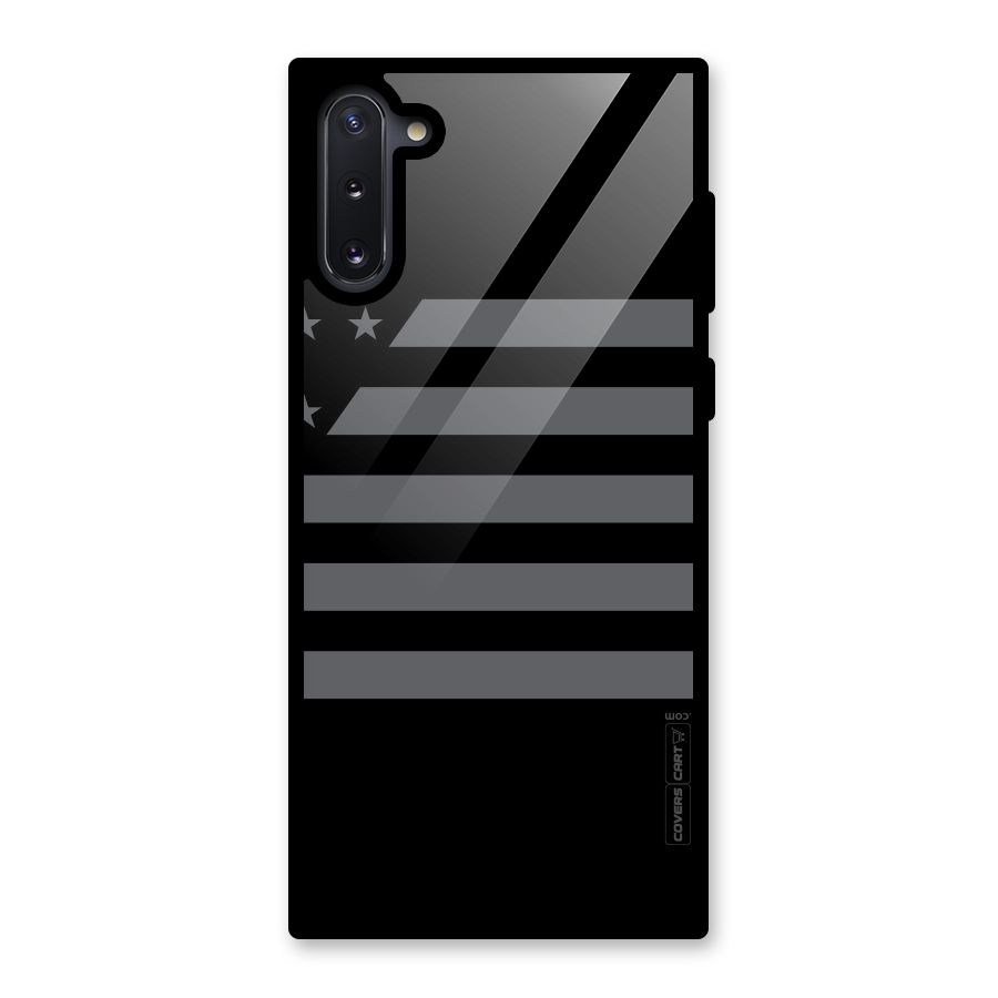 Grey Star Striped Pattern Glass Back Case for Galaxy Note 10