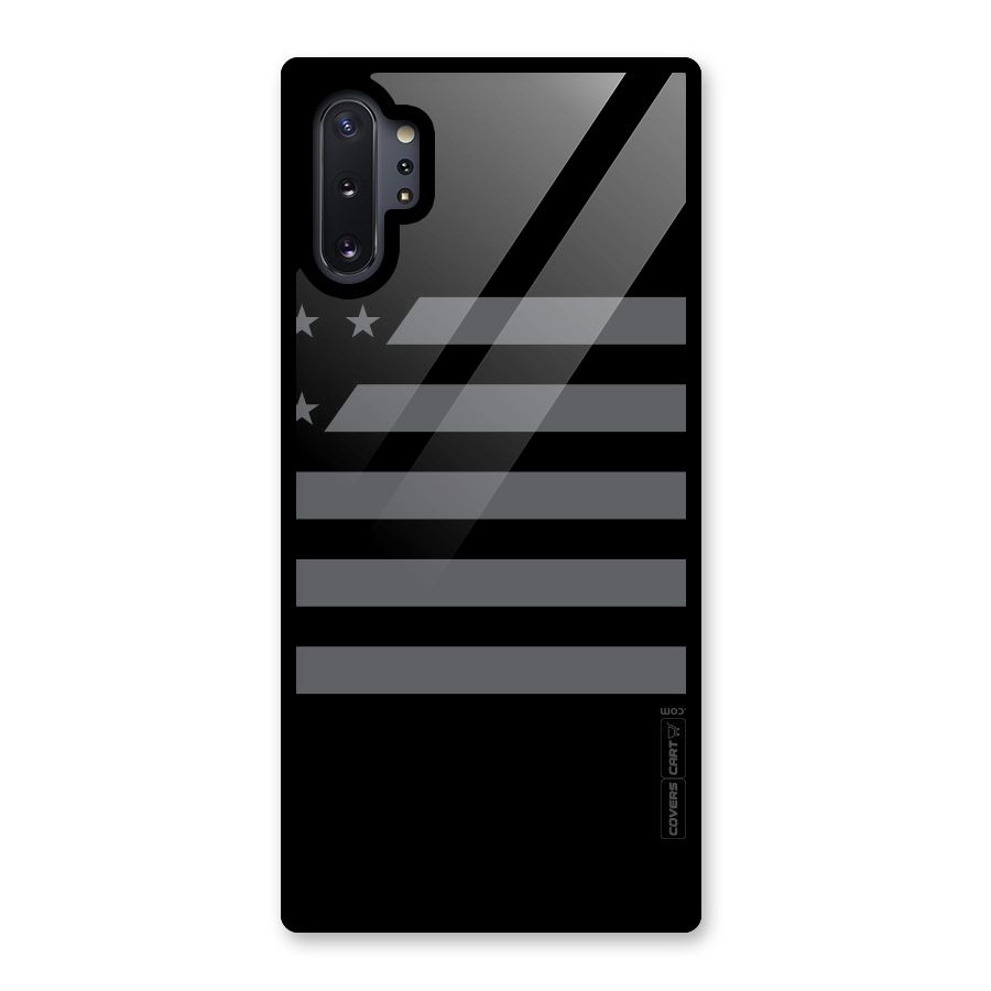 Grey Star Striped Pattern Glass Back Case for Galaxy Note 10 Plus
