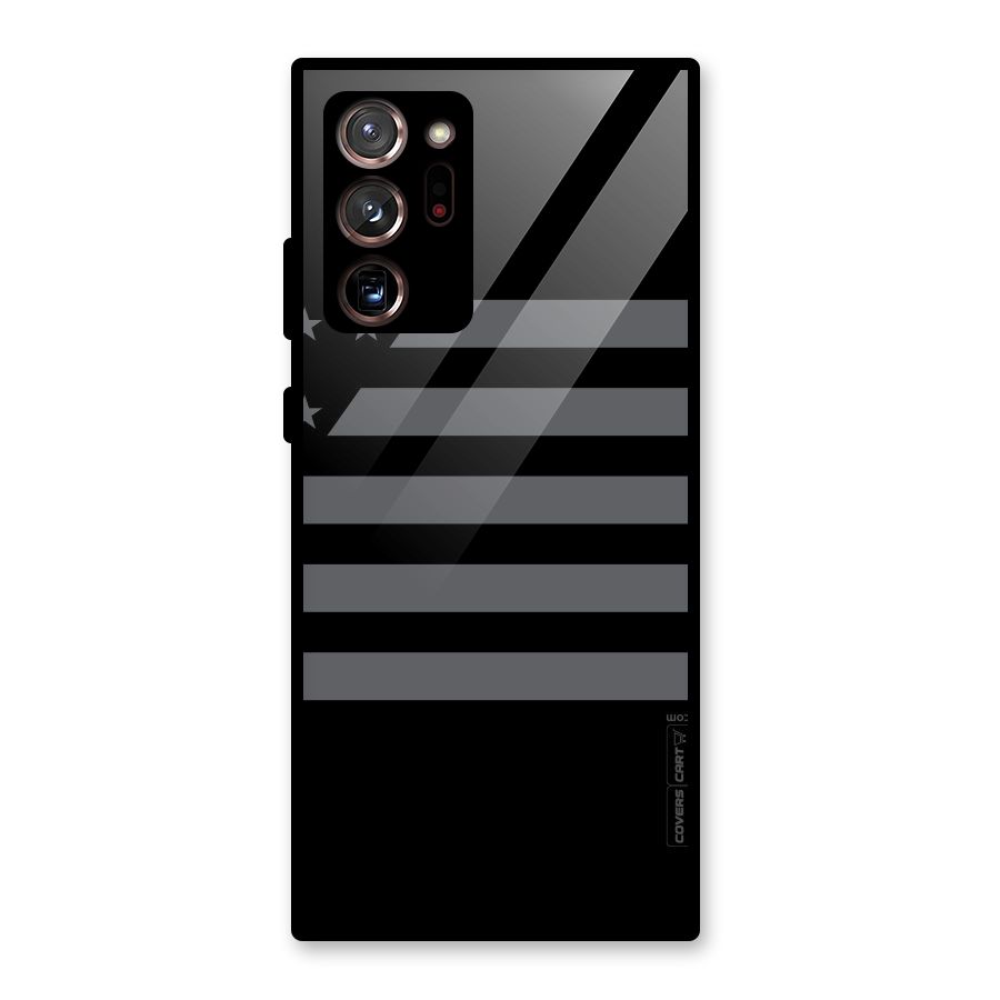 Grey Star Striped Pattern Glass Back Case for Galaxy Note 20 Ultra