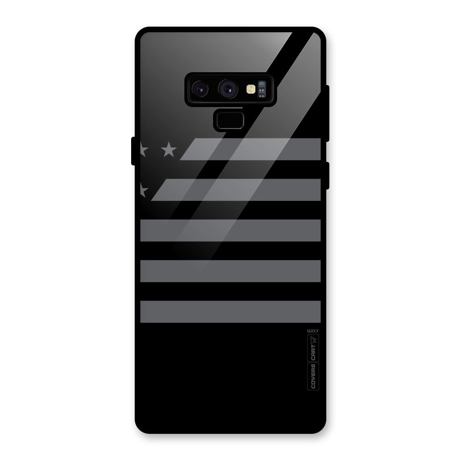 Grey Star Striped Pattern Glass Back Case for Galaxy Note 9