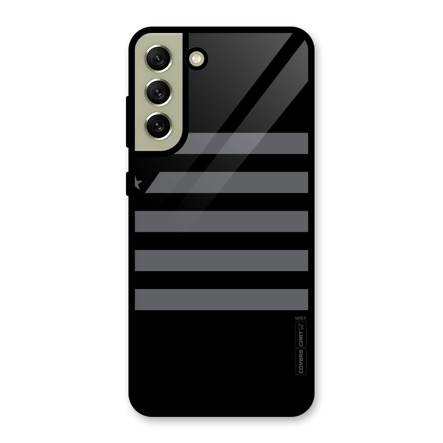 Grey Star Striped Pattern Glass Back Case for Galaxy S21 FE 5G