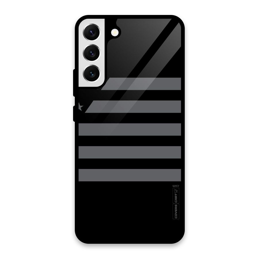 Grey Star Striped Pattern Glass Back Case for Galaxy S22 Plus 5G