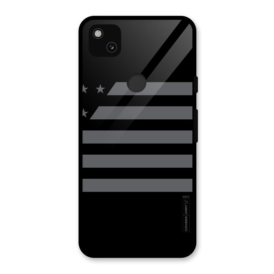 Grey Star Striped Pattern Glass Back Case for Google Pixel 4a