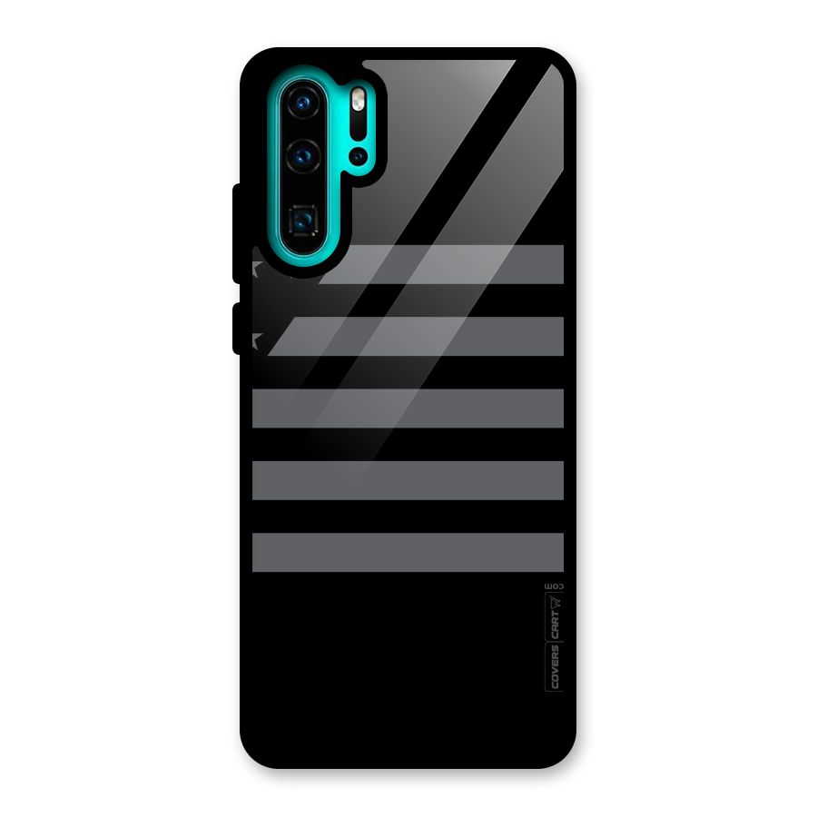 Grey Star Striped Pattern Glass Back Case for Huawei P30 Pro