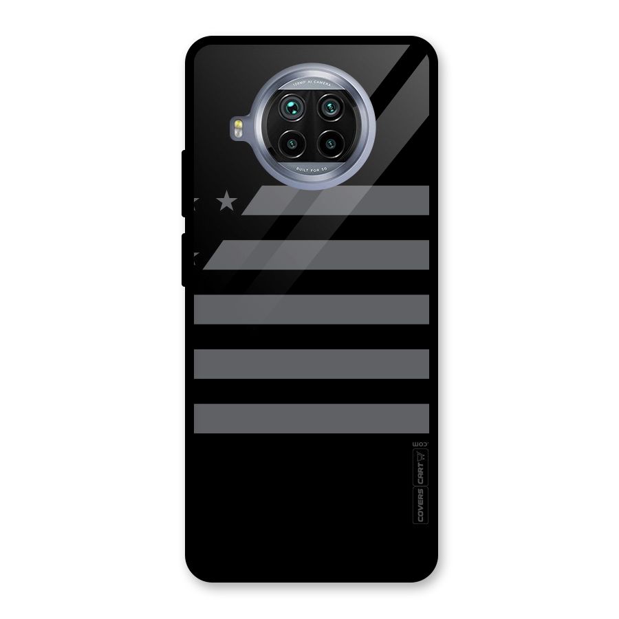 Grey Star Striped Pattern Glass Back Case for Mi 10i