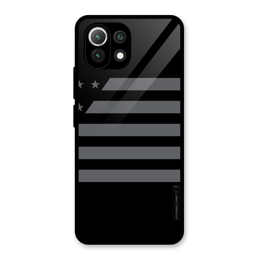 Grey Star Striped Pattern Glass Back Case for Mi 11 Lite